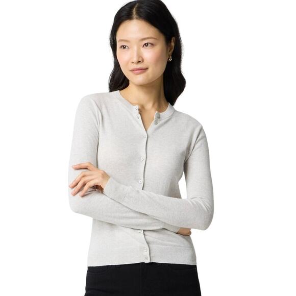 NWT J.Crew Factory Heather Gray Cotton Cardigan XS Lightweight Classic - Picture 1 of 6